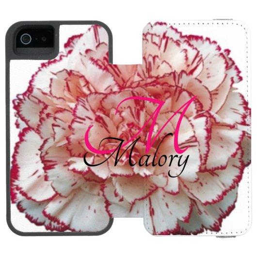 ピンクと白の花iPhone 6ウォレットケース（名前あり） Incipio iPhoneウォレットケース (フォリオ Open)
