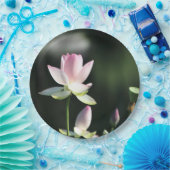 ピンクと白の蓮の花 ペーパープレート (パーティー)