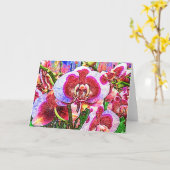 ピンクと白の蘭の花のカード カード (黄色い花)