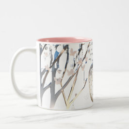 ピンクと白の蝶とメタリックランタン ツートーンマグカップ