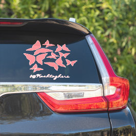 ピンクと白の蝶の車ステッカー シール