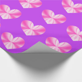 ピンクと白の蝶ハート ラッピングペーパー