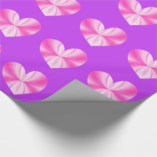 ピンクと白の蝶ハート ラッピングペーパー (角)