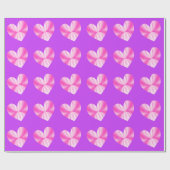 ピンクと白の蝶ハート ラッピングペーパー (フラット)