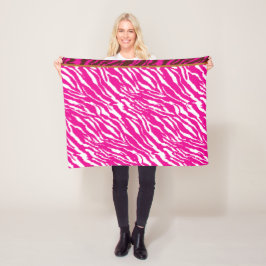 ピンクと白の複雑な花のパターン、アート フリースブランケット