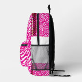 ピンクと白の複雑な花のパターン、アート プリントバックパック (右)