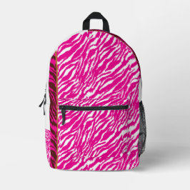 ピンクと白の複雑な花のパターン、アート プリントバックパック