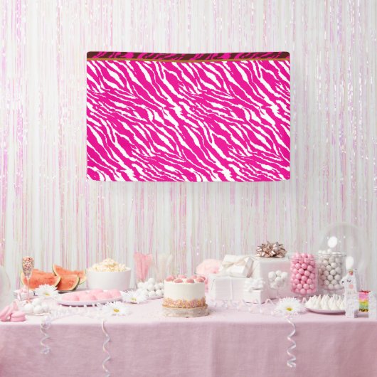 ピンクと白の複雑な花のパターン、アート 横断幕 (パーティー)