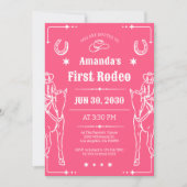 ピンクと白の西テーマの女の子の誕生日パーティー セーブザデート (正面)