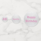 ピンクと白の誕生日グリッター紙吹雪 コンフェッティ (正面)