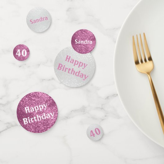 ピンクと白の誕生日グリッター紙吹雪 コンフェッティ (グループ)