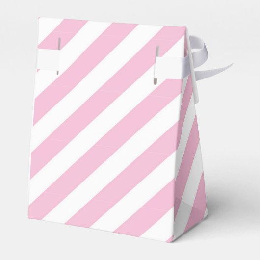 ピンクと白の誕生日ストライプのパーティーの好意ボックス フェイバーボックス (裏面サイド)
