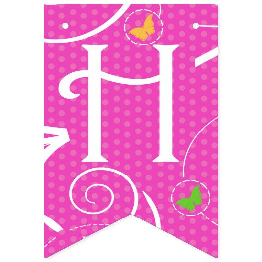 ピンクと白の誕生日パーティー バンティングフラッグ (第2の旗)