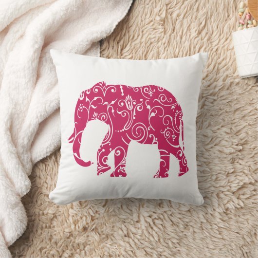 ピンクと白の象の装飾用クッション クッション (ブランケット)