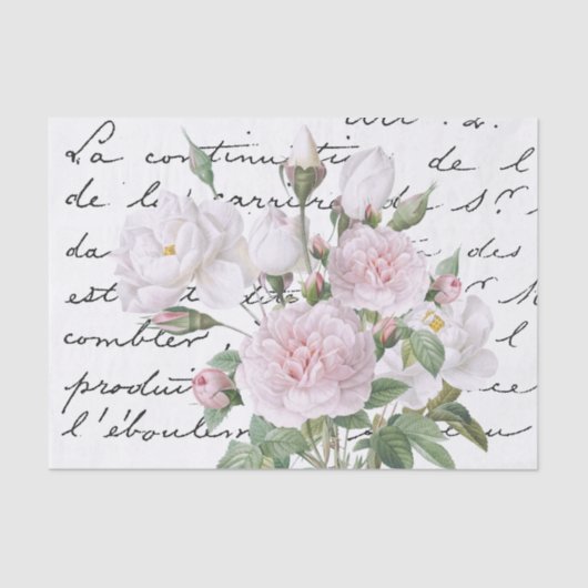 ピンクと白の赤のバラスフランスのクリプトヴィンテージ 薄葉紙 (正面)