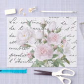 ピンクと白の赤のバラスフランスのクリプトヴィンテージ 薄葉紙 (クラフト)