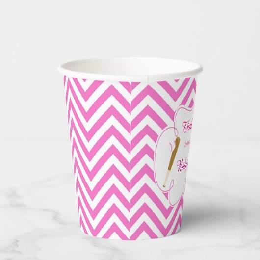 ピンクと白の野球のベビーシャワーパーティー 紙コップ (右)