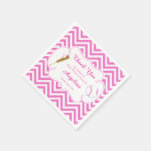 ピンクと白の野球赤ちゃんシャワーナプキン スタンダードカクテルナプキン (角)