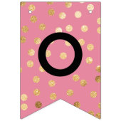 ピンクと白の金ゴールドグリッタードットおめでとう バンティングフラッグ (第2の旗)