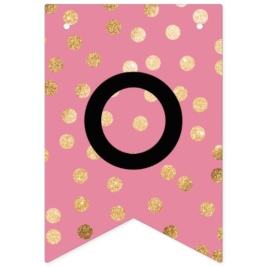 ピンクと白の金ゴールドグリッタードットおめでとう バンティングフラッグ (第2の旗)