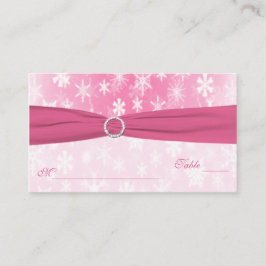 ピンクと白の雪の結晶プレイスカード プレイスカード