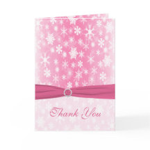 ピンクと白の雪の結晶　サンキューレター