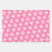ピンクと白の雪片パターンクリスマス ラッピングペーパーシート (正面3)