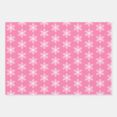 ピンクと白の雪片パターンクリスマス ラッピングペーパーシート (正面2)