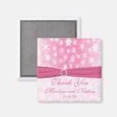 ピンクと白の雪片結婚式の引き出物磁石 マグネット (正面/裏面)