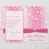 ピンクと白の雪片結婚式 プログラム (正面/裏面)