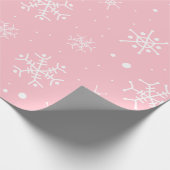 ピンクと白の雪片 ラッピングペーパー (角)
