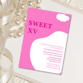 ピンクと白の鮮やかなカラフルでユニークなキンセアニエラ 招待状