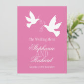 ピンクと白の2羽の鳩の結婚式ディナーメニュー メニュー (スタンド正面)