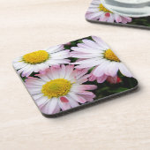 ピンクと白の3つのデイジー コースター (左側)