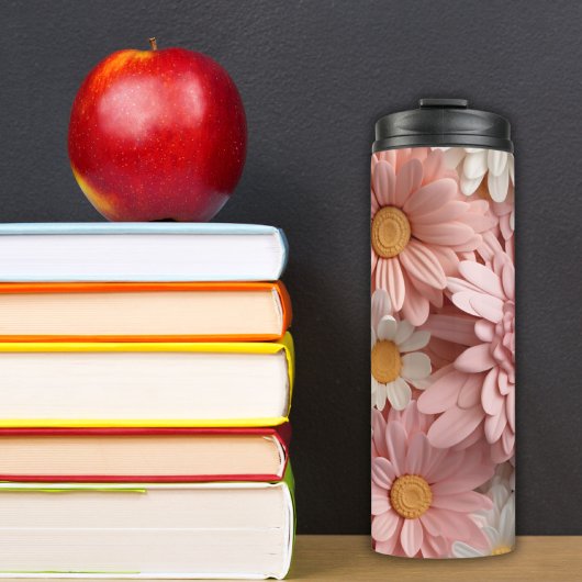 ピンクと白の3Dデイジー花 タンブラー