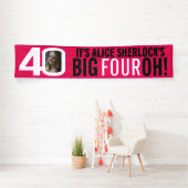 ピンクと白の40歳の誕生日バナー 横断幕 (インサイチュ)