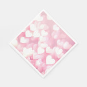 ピンクと白の《写真》ぼけ味ハート スタンダードランチョンナプキン (角)