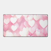 ピンクと白の《写真》ぼけ味ハート デスクマット (正面)