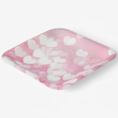 ピンクと白の《写真》ぼけ味ハート ペーパープレート (傾斜あり)