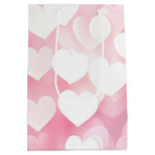 ピンクと白の《写真》ぼけ味ハート ミディアムペーパーバッグ (裏面)