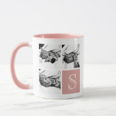ピンクと白のInstagram写真コラージュモノグラム マグカップ (左)