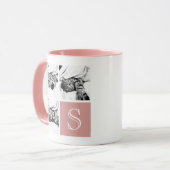 ピンクと白のInstagram写真コラージュモノグラム マグカップ (正面左)