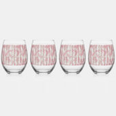 ピンクと白のSのパターンを表示する織物 ステムなしワイングラス (左)