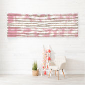 ピンクと白のSのパターンを表示する織物 横断幕 (インサイチュ)