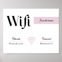 ピンクと白のWifiパスワードとネットワーク署名