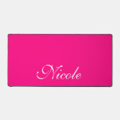 ピンクと白カスタマイズの名前 デスクマット (正面)