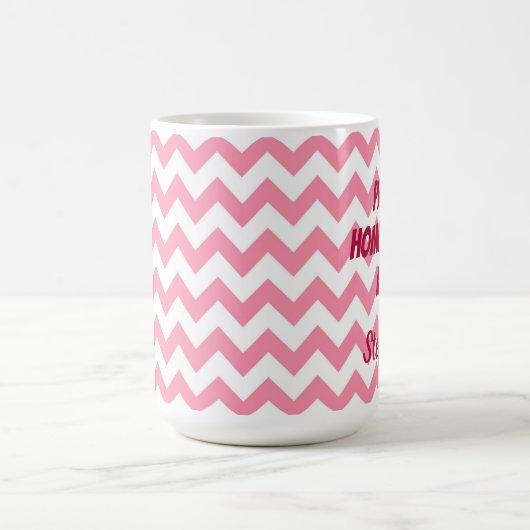 ピンクと白シェブロン誇りを持ったホームスクールママ コーヒーマグカップ (中央)