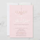 ピンクと白シャンデリアフローラバラベビーシャワー 招待状 (正面)