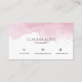 ピンクと白シンプルの水色 名刺 (裏面)