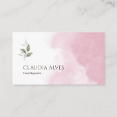ピンクと白シンプルの水色 名刺 (正面)